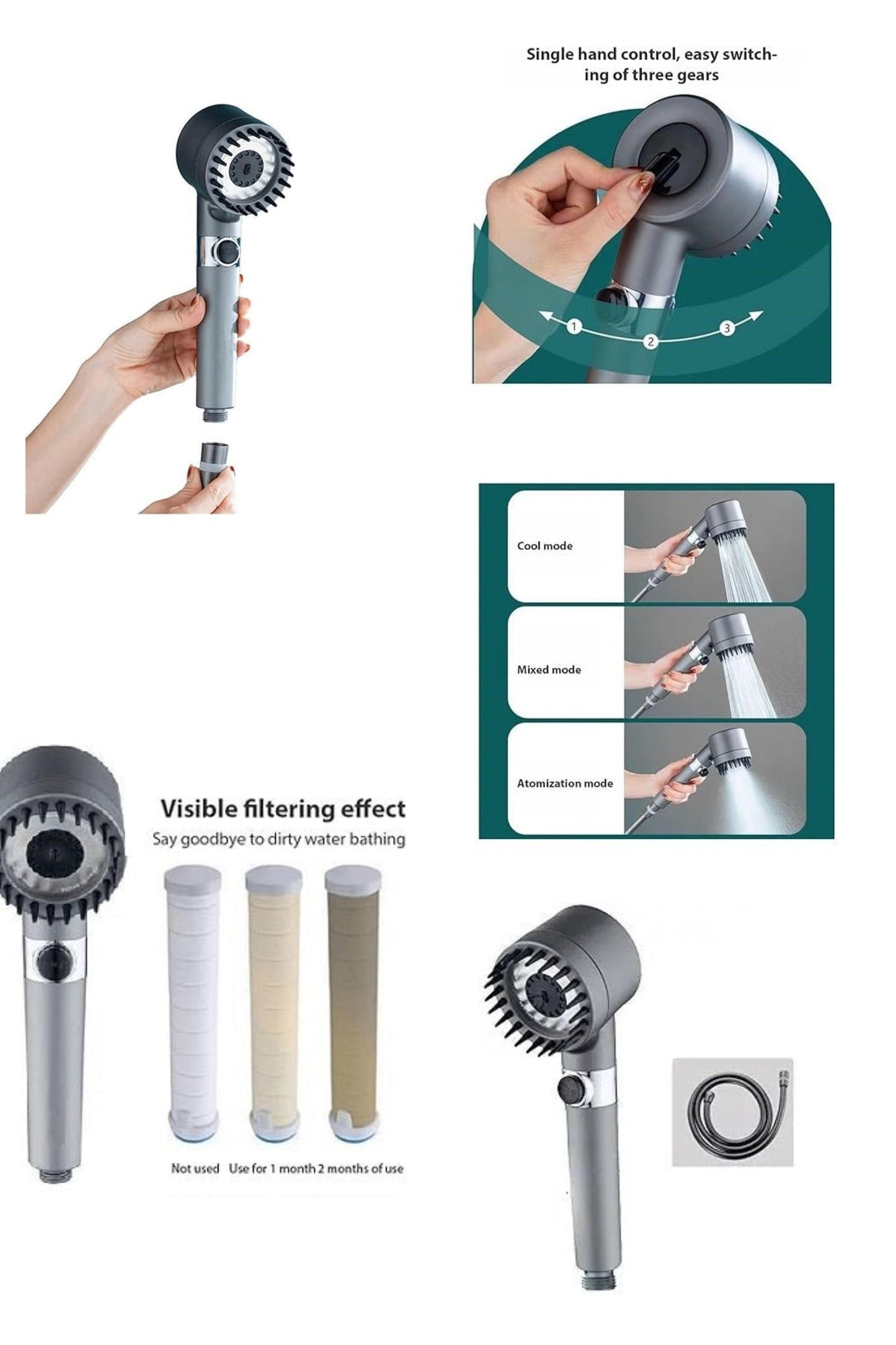 3 Modes Shower Head