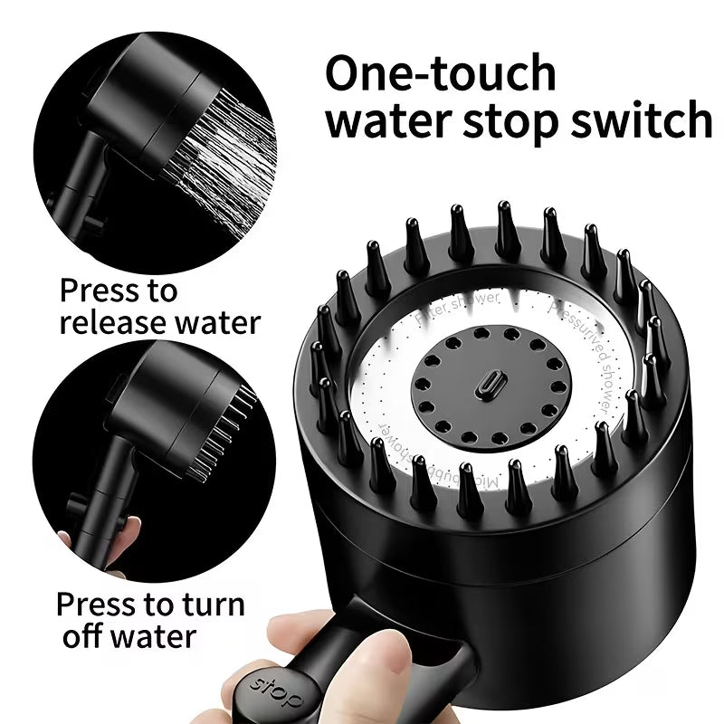 3-Mode Massage Showerhead with Filter Function